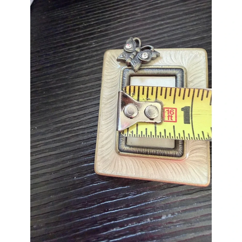 Jay Strongwater Neiman Marcus Mini Butterfly Enamel Picture Frame Cream